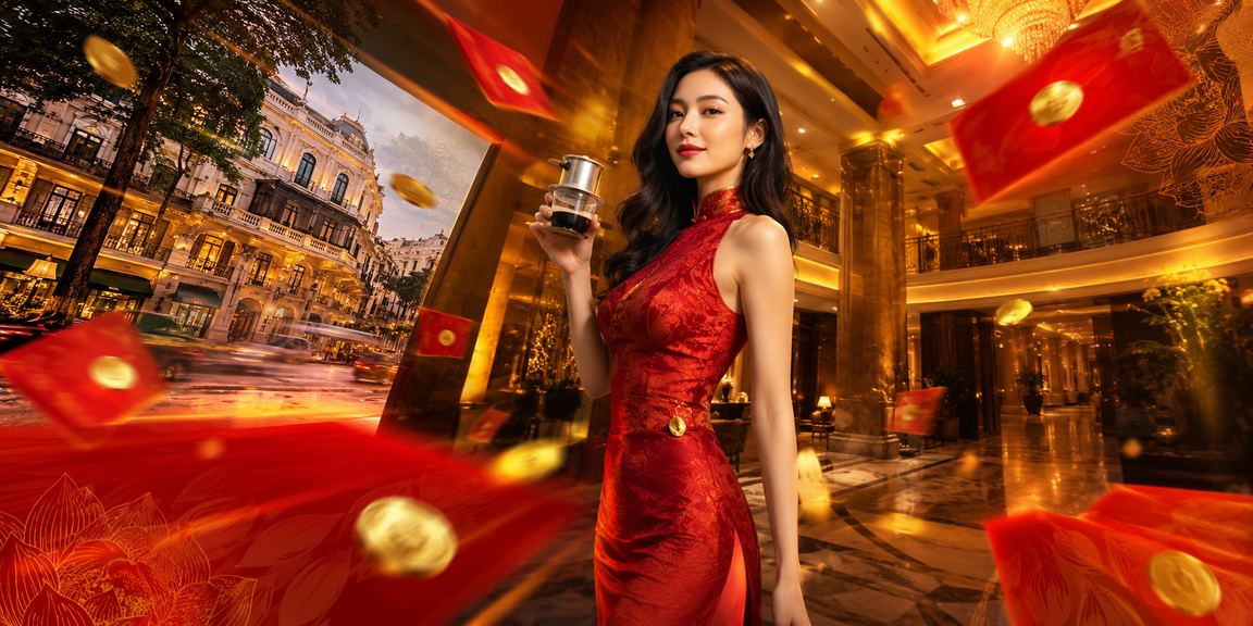 Người dùng nhận thưởng đỏ và xem thông tin khuyến mãi tại quán cà phê Hà Nội